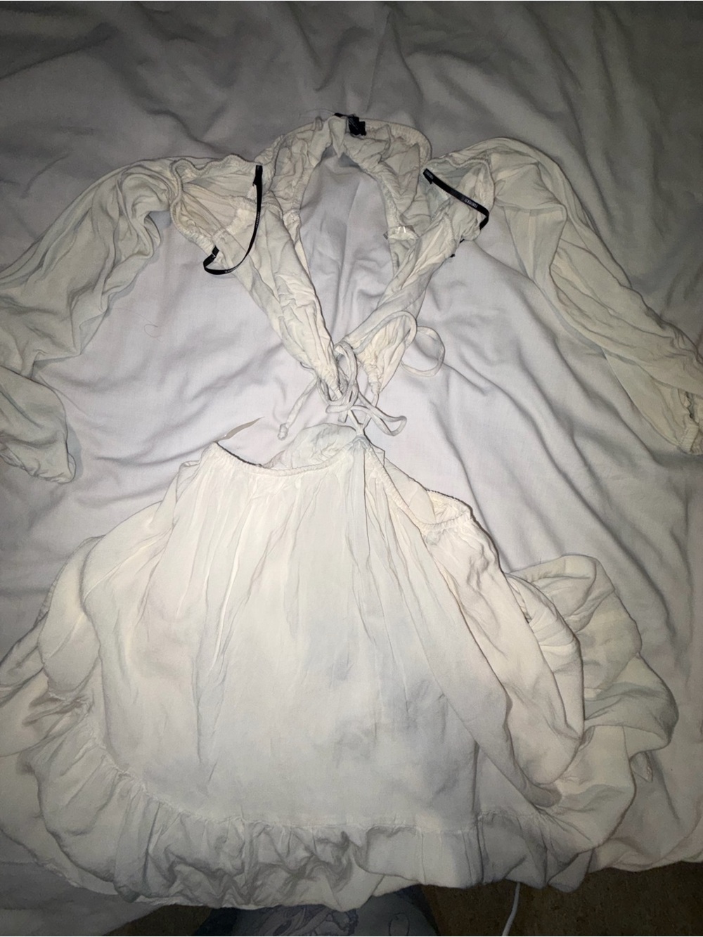 Forever 21 Cream Ruffled Tie Boho Dress